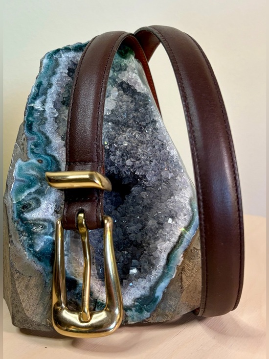 Vintage Coach Mahogany Brown Leather Belt Brass Buckle 8528 EUC - Picture 3 of 14